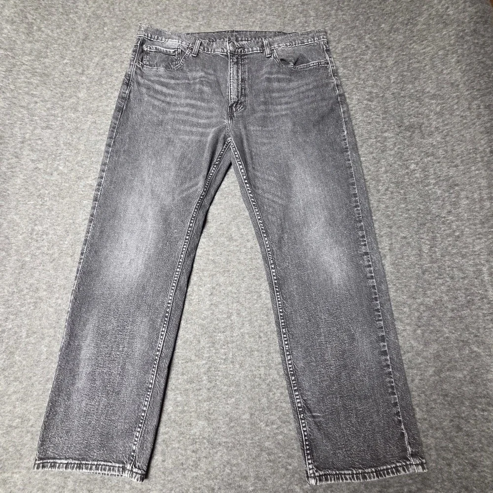 Levis 559 Jeans Mens W40 L30 Relaxed Straight Mid Rise Black Wash Faded Denim